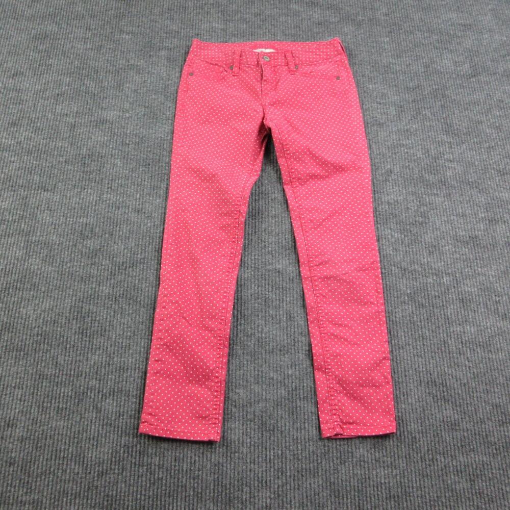 Arizona Jean Co. Pants Juniors 1 Pink Ankle Skinny Polka Dot Stretch 27x27*